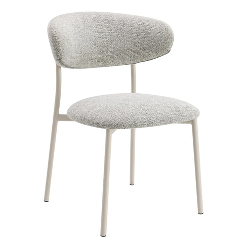 Acme Kalam 20" Metal and Fabric Dining Side Chair in Gray and Beige (Set of 2)
