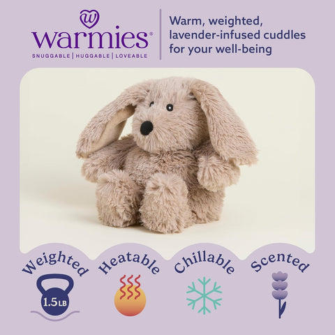 warmies Junior Microwavable & Weighted Stuffed Animals, Brown Bunny - Heated Stuffed Animal Plushie for Warmth & Comfort - Cute Soft Plush Toys for Adults & Children (Boys, Girls, Babies & Toddlers)