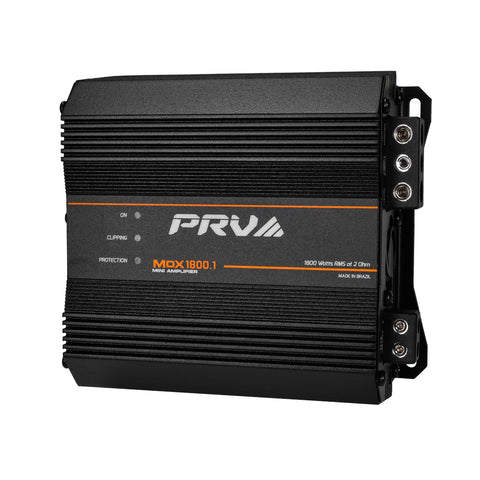 PRV Audio MDX1800.1 2 Ohm Mini Car Audio Amplifier 1 Channel 1800 Watts RMS Ultra Compact Full Range Monoblock Class D Amp for Powersports, Motorcycles, ATV, for High Power Loudspeaker Systems