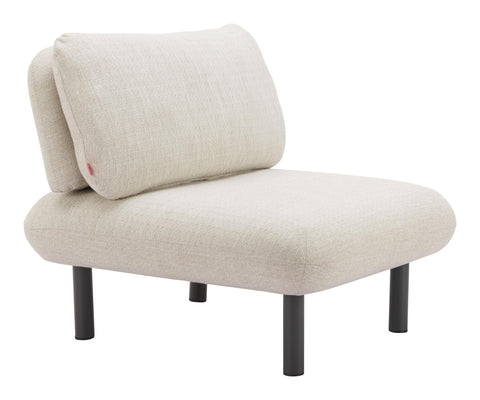 Zuo Aperto Accent Chair Beige, Beige Accent Chair, Modern Style, Outdoor Fabric, Removable and Washable Cushion Cover, Aluminum, Outdoor Living, 32.3" W x 36.2" D x 30.3" H, Non-Stackable