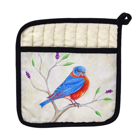 Betsy Drake PT1050 Dicks Blue Bird Pot Holder