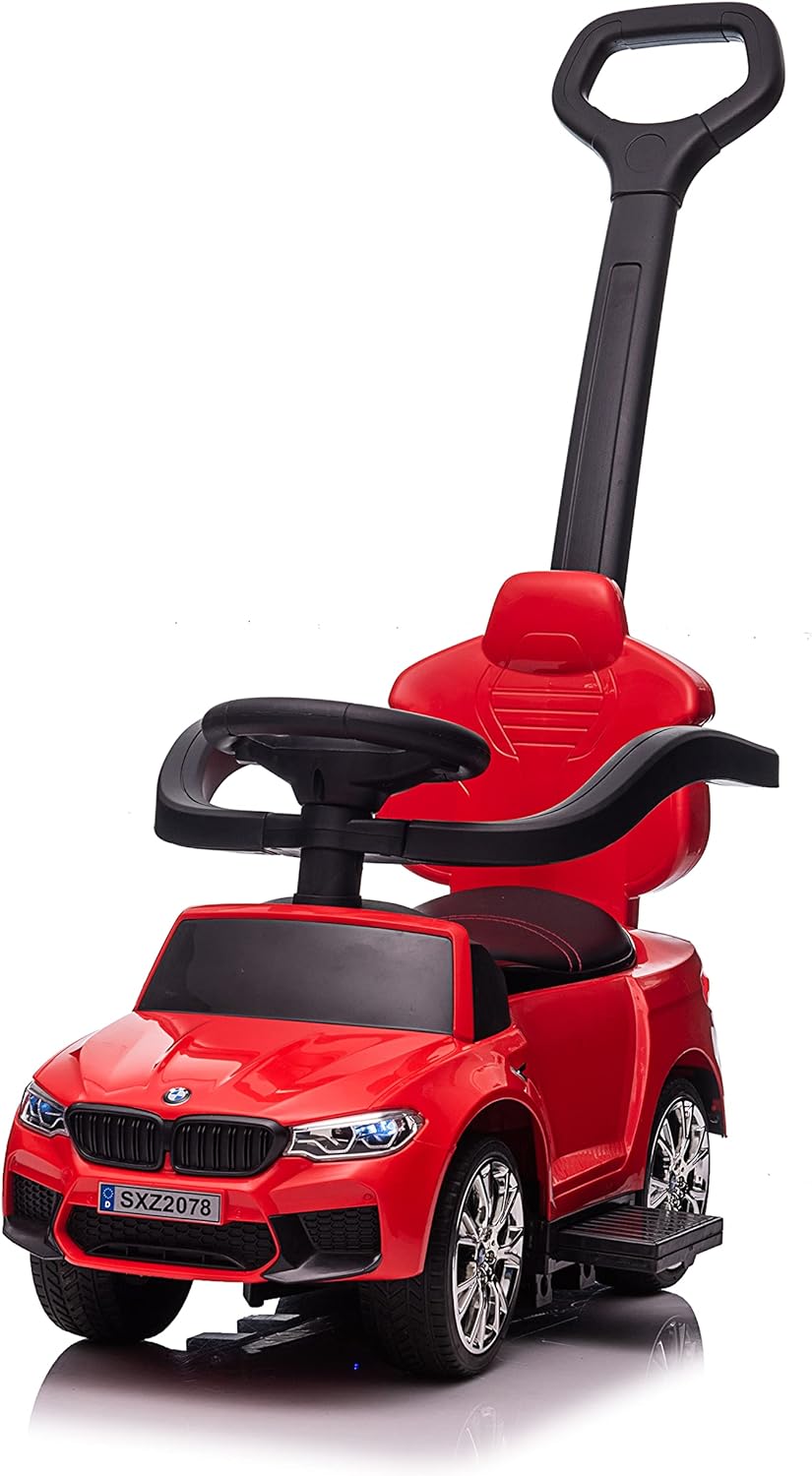 Best Ride On Cars BMW 4 in 1 Battery Powered Push Car, Red