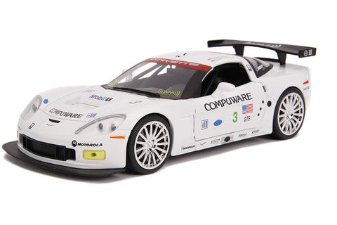 Jada Bigtime Muscle 1:24 2005 Chevy Corvette C6R Die-cast Car White, Toys for Kids and Adults