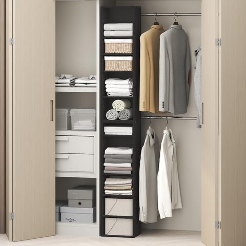 Furinno PASIR 10-Tier Closet Organizers and Storage, Open Shelf, Storage Organizer, 12-Inch Width, for Closet, Bedroom, Blackwood