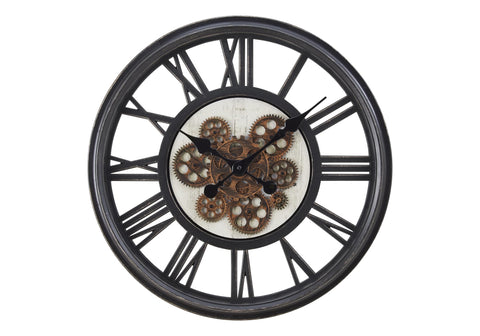 Monarch Specialties I 9064 Clocks, 20" Round, Gear Mechanism, Wall Clock, Black, Transitional
