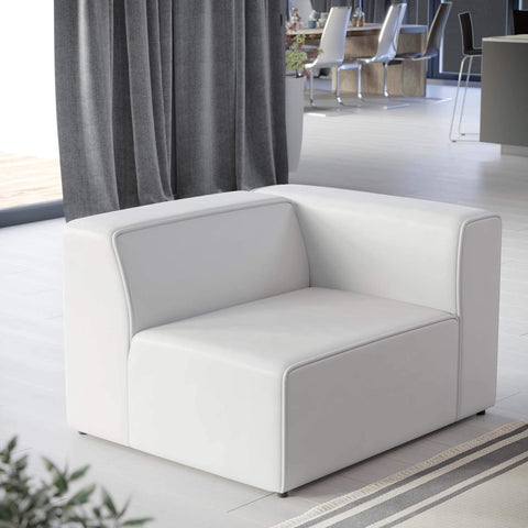 Modway Mingle Vegan Leather Sectional Sofa Right-Arm Chair in White
