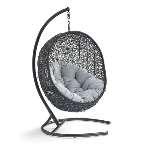 Modway EEI-739-GRY-SET Encase Swing Outdoor Patio Lounge Chair, With Stand, Gray