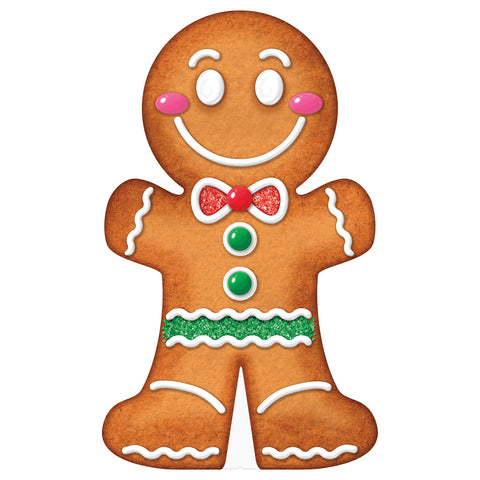 Beistle Gingerbread Man Cookie Stand-Up – Large Freestanding Cardboard Holiday Decoration with Easel Back for Christmas Parties, Dessert Tables, Classrooms, and Winter Scenes, 3' 6" x 25¼"