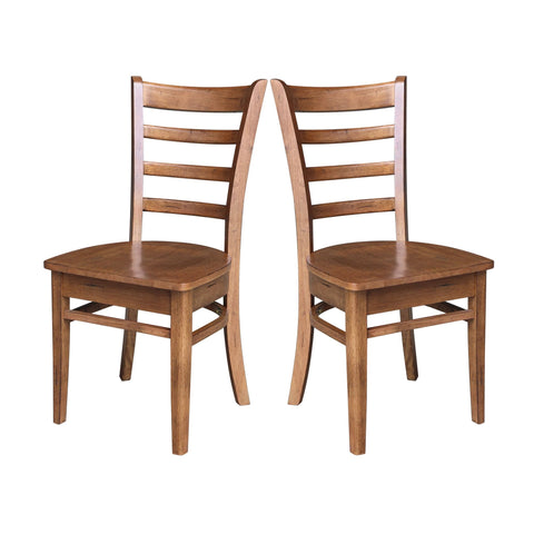 IC INTERNATIONAL CONCEPTS Set of Two Solid Wood Emily Side Chairs Distressed Oak