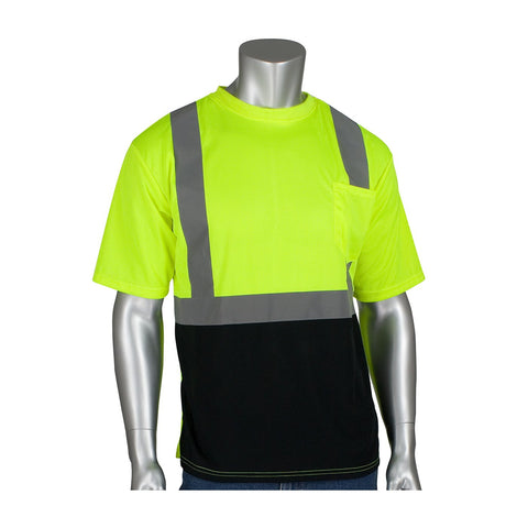 PIP Type R Lime Yellow/Black Birdseye Mesh High-Visibility Shirt - T-Shirt - ANSI Class 2 Rating - 616314-17015 [PRICE is per EACH]