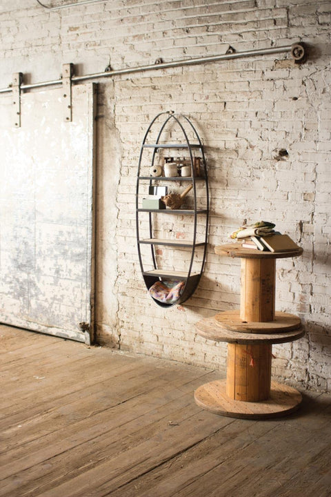 Kalalou Metal And Wood Oval Wall Shelf, One Size, Brown