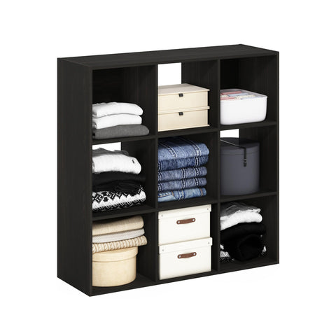 Furinno PELLI Closet Organizers and Storage, 9-Cube Closet Organizer, Open Shelf Closet Storage, for Wardrobe, Bedroom, Living Room, Espresso