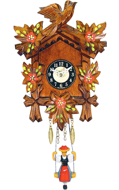 Alexander Taron Importer 126-6SQ Engstler Battery-Operated Clock-Mini Size-6.75" H x 4.5" W x 2.75" D, Brown