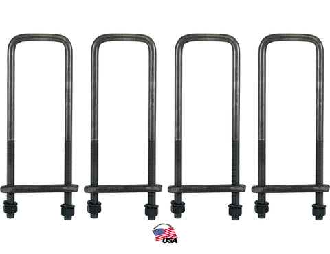 Buyers Products UB623516 16 Inch Square Bend U?Bolt Kit with Tie Bars, 4 Complete Kits, 5/8 Inch Bolts, Durable Strength, Grade 5 Equivalent Hardware for Securing Truck Boxes to Chassis Frames