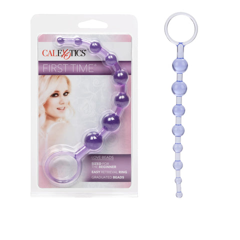 CalExotics First Time Love Beads, Butt Plug with Retrieval Ring and Graduated Anal Beads - Purple SE-0004-32-2