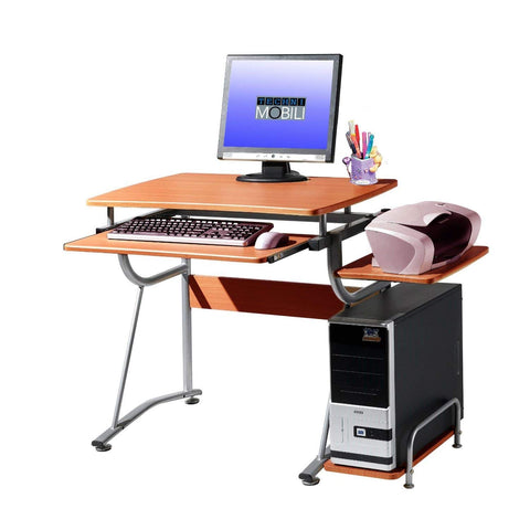 FastFurnishings Compact Contemporary Computer Desk in Light Cherry Finish