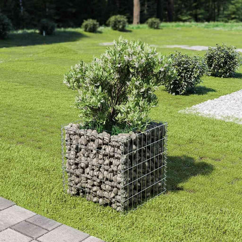 vidaXL Gabion Raised Bed in Durable Galvanized Steel - 19.7"x19.7"x19.7" - Easy Self Assembly - Silver Color, Perfect for Gardens or Patios