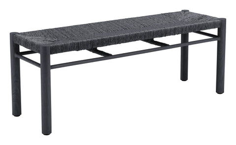 Zuo Iska Bench Black, Black Bench, Modern Style, Seats up to 2, Aluminum, Outdoor Dining, 47.2" W x 14.8" D x 17.7" H