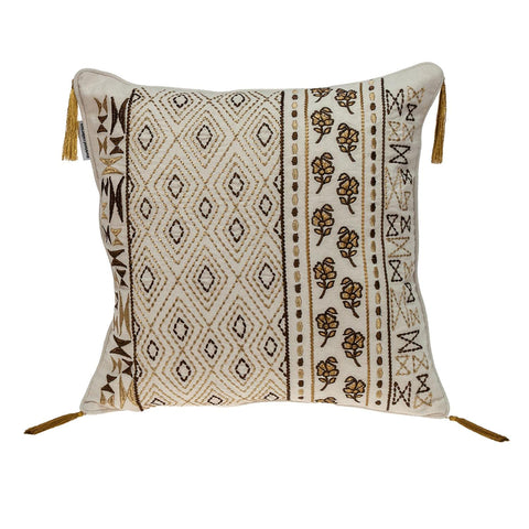 Parkland Collection Marjoram Transitional Beige 18" x 18" Throw Pillow