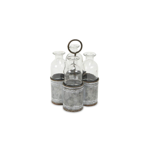Cheung's 4 Slot Galvanized Metal Jar Holder, Gray