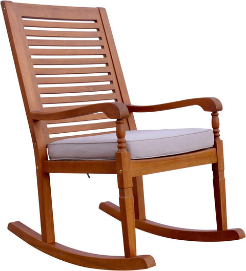 Nantucket Rocking Chair, Natural Colour Stain With Grey Cushion