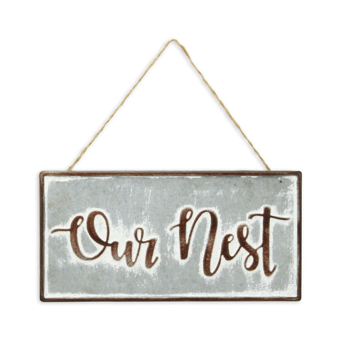 Cheungs Our Nest Metal Rustic Wall Decorative Sign, Gray