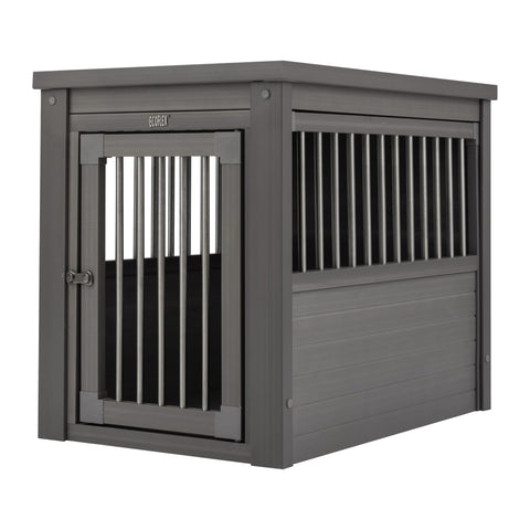 New Age Pet ECOFLEX Dog Crate End Table - Furniture-Style Pet Crate for Crate Trained Dogs - Stainless Steel Tubing & a Latched Closure - 10 Year Manufacturer's Warranty, Medium