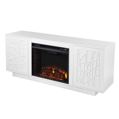 SEI Furniture Delgrave Electric Media Fireplace w/Storage, White