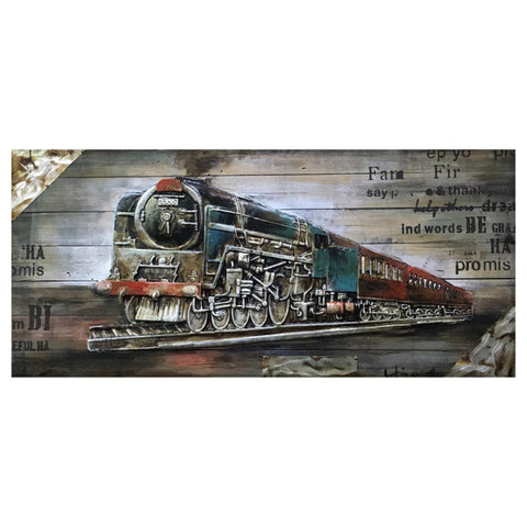 Yosemite Home Decor "Full Steam Ahead I Wood Wall Art in Multi-Color