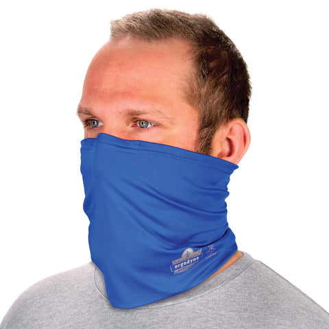 Ergodyne Chill Its 6489 Cooling Neck Gaiter or Face Covering, Two Layers, Adjustable Nose Clip for Secure Fit, Blue, Large/Extra Large