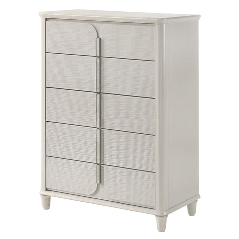 Acme Laveda Wood 5-Drawer Chest with Acrylic Legs in Pearl White