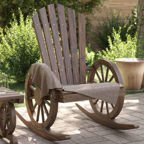 Oakestry Garden Adirondack Chair Burnt Wood Color Solid Fir Wood Standard â€“ Outdoor Patio Seating, Weather Resistant Furniture