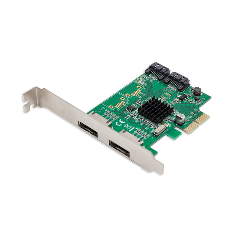 PCIe x2 Interface Version 2.0, 4-Port (2x Internal, 2x External) SATA 6Gbps Raid Controller Card, Marvell 88SE9230 Chipset, with Low Profile Bracket, Support RAID 0 / 1 / 10 / HyperDuo