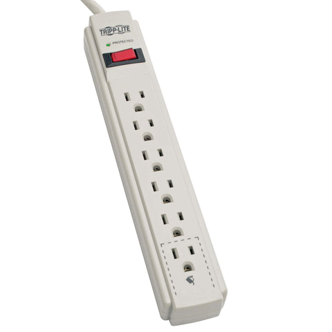 Tripp Lite 6 Outlet Surge Protector Power Strip, Extra Long Cord 15ft, & $20,000 Insurance (TLP615) Gray