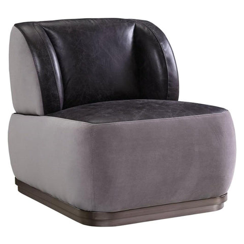Oakestry Decapree Top Grain Leather Accent Chair Antique Slate Gray Premium Upholstered Comfortable Transitional Living Room Furniture Elegant Wooden Frame Stylish Lounge Office Seating