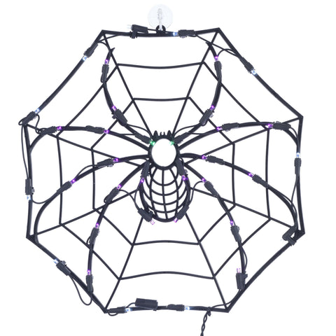 Vickerman 17" Spider Window Décor with 35 Multi-Colored LED Lights, Purple, Green, Cle