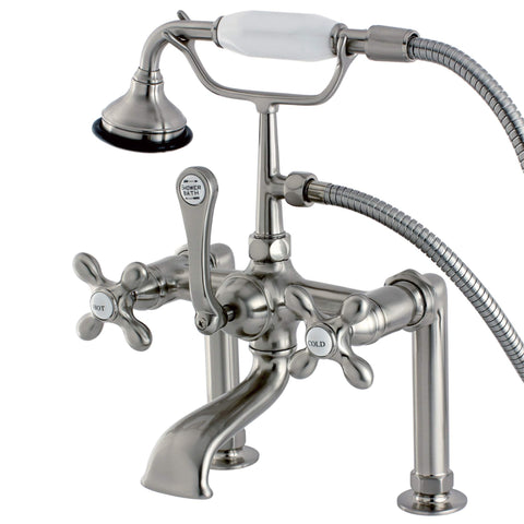 Aqua Vintage Deck Mount Clawfoot Tub Faucet Finish: Satin Nickel