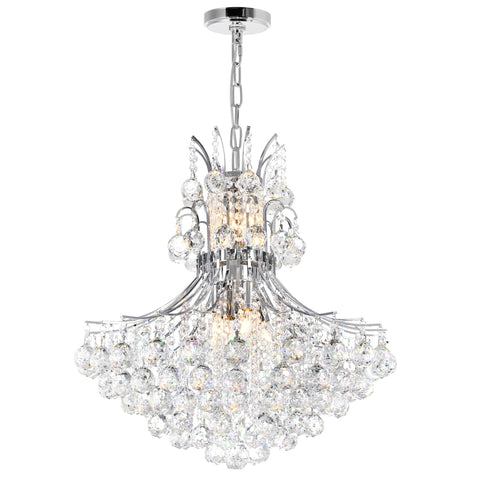 Princess 10 Light Chrome Crystal Chandelier – Elegant Large Ceiling Fixture for Living Room, Dining Room, or Open-Concept Spaces