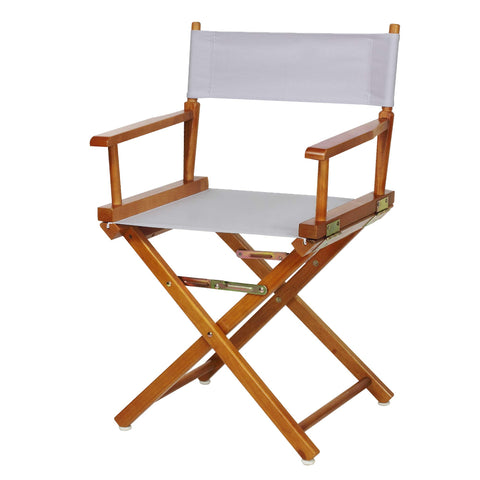 Casual Home Director's Chair ,Honey Oak Frame/White Canvas,18" - Classic Height