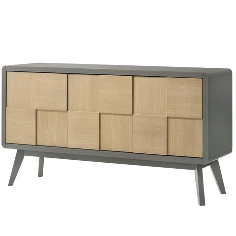 Acme Blayde Wood 3-Door Server with Storage in Light Gray and Natural