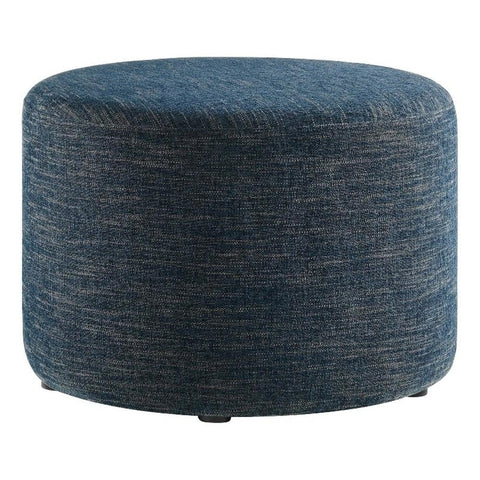Modway Callum 23 Inch Round Ottoman in Heathered Weave Azure, Woven Heathered Fabric - Ottoman Side Table, Small Ottoman Coffee Table - Accent Table or Footrest Ottoman