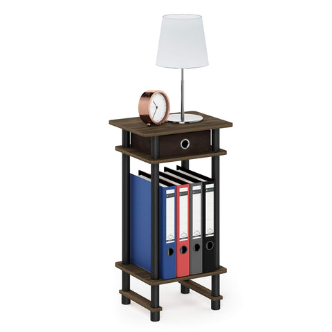 Furinno Turn-N-Tube Tall End Table, Columbia Walnut/Black/Dark Brown