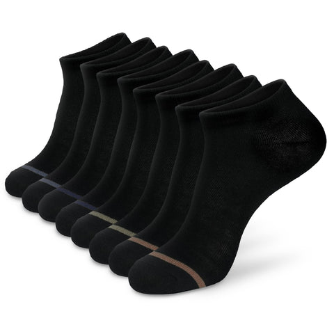 MONFOOT Men's/Women's 8 Pairs Cotton Low Cut Ankle Socks, Black Small Multipack