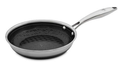 Hell's Kitchen Hybrid 8" Frying Pan, Tri-Clad Stainless Steel and Nonstick Ceramic PFAS Free, no PFOA, no PTFE, no Teflon, Non Toxic Cookware, Metal Utensil Safe, All Cooktops, Oven Safe
