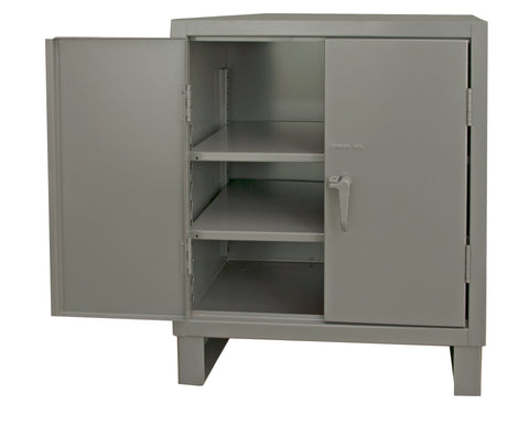 Durham 14 Gauge Welded Steel Heavy Duty Recessed Door Style Lockable Storage Cabinet, 3700-2S-95, 3800 lbs Capacity, 24" Length x 36" Width x 42" Height, 2 Adjustable Shelves