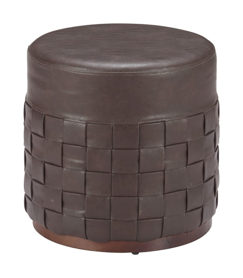 Zuo Filo Ottoman Espresso, Brown Ottoman, Modern Style, Plush and Durable Faux Leather Fabric, MDF, Indoor Living, 17.3" W x 17.3" D x 17.9" H, Non-Stackable