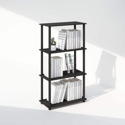 Furinno Turn-N-Tube 4-Tier Multipurpose Shelf Display Rack Shelving Unit Bookcase Americano/Black
