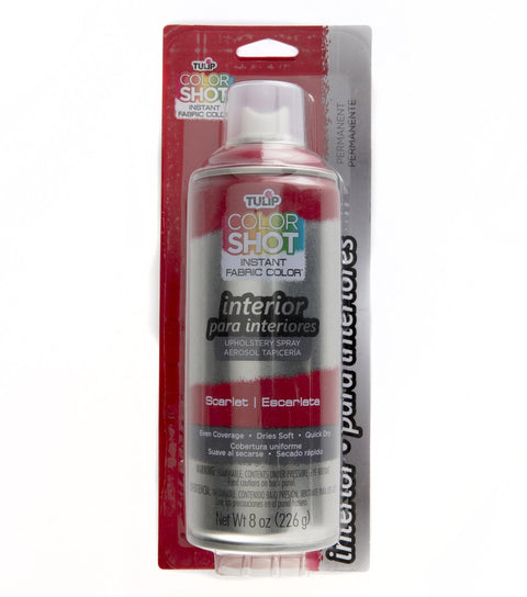 TULIP ColorShot Fabric Spray Paint for Upholstery, Permanent Spray-On Fabric Paint for Furniture, 8 oz, Scarlet Red