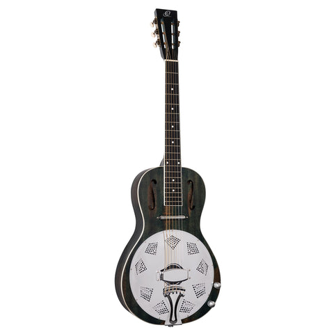 Ortega Guitars 6 String Americana Series Acoustic-Electric Parlor Resonator Guitar, Right, Distressed Denim (RRG30E-DD)
