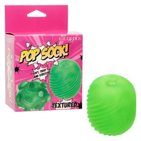 CalExotics Pop Sock! Textured Male Masturbator for Men with Reversible Textured Stroker and Closed End Superior Suction Green - SE-0936-15-3